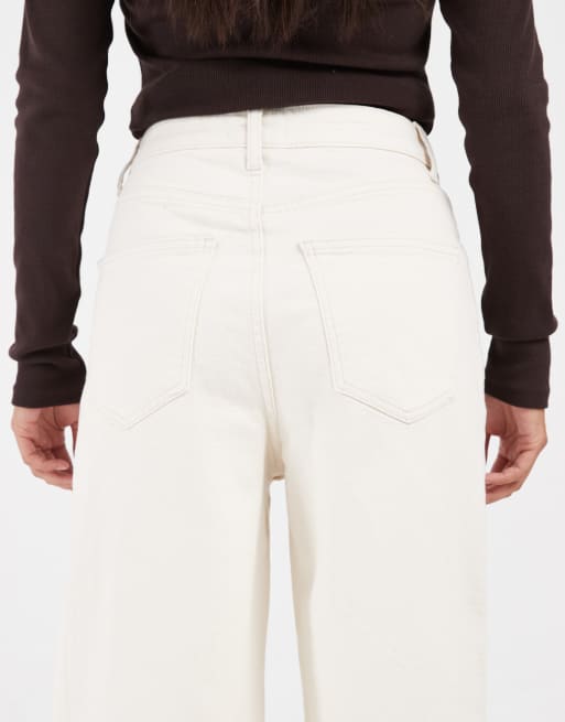 ONLY - Vaqueros Petite Hannah de talle extra alto y pernera ancha en crudo, 4 de 5