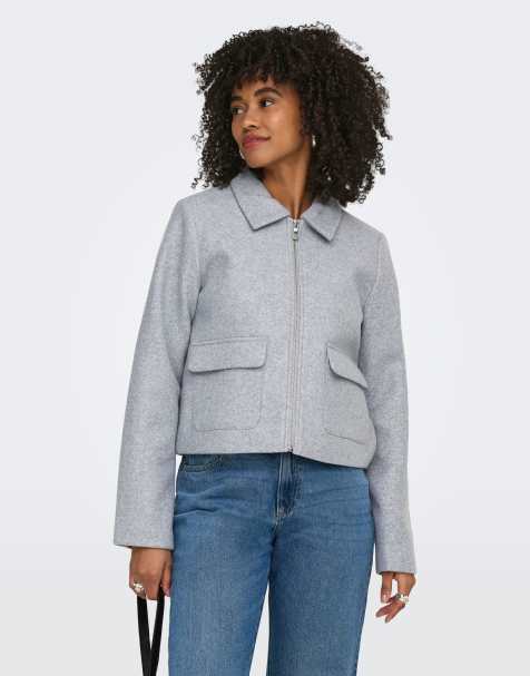 ONLY Vela short zip jacket in grey - view 1
