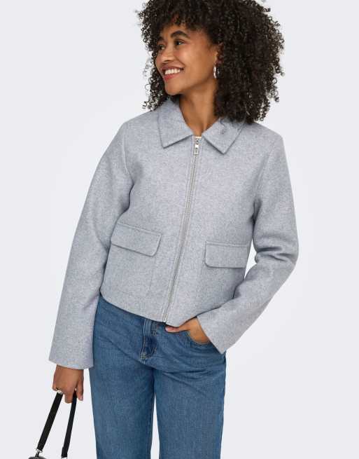 ONLY Vela short zip jacket in grey, 5 of 7
