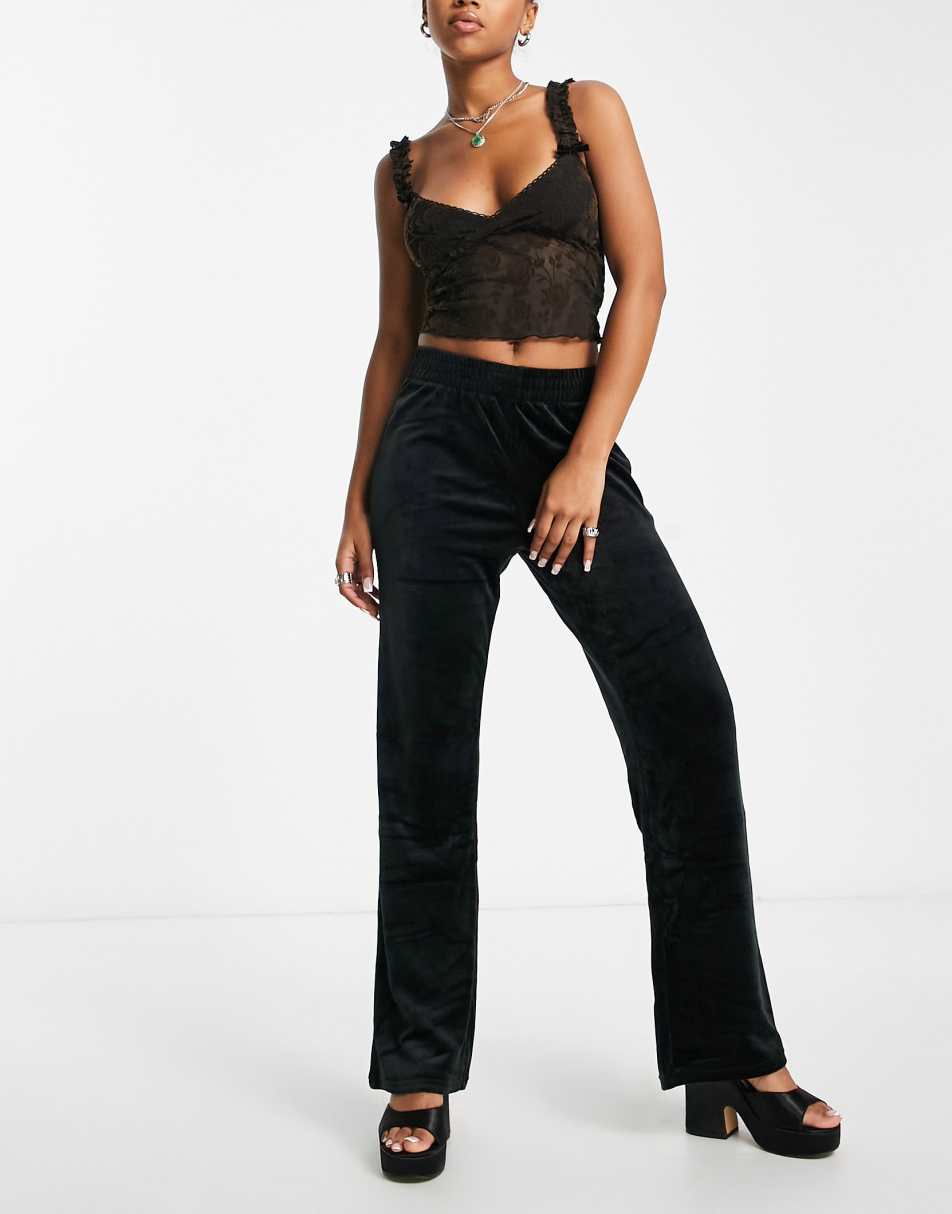 Glamorous high waisted flare trousers in matte black sequin co-ord