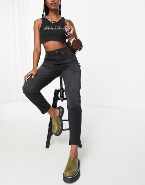 Only Veneda high waist mom jeans in black - view 1