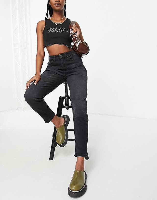 ONLY - veneda high waisted mom jeans in black