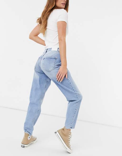 Jean mom discount fit bleu clair