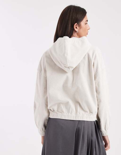 ONLY - Veste à capuche zippée en velours côtelé - Taupe, 3 de 4