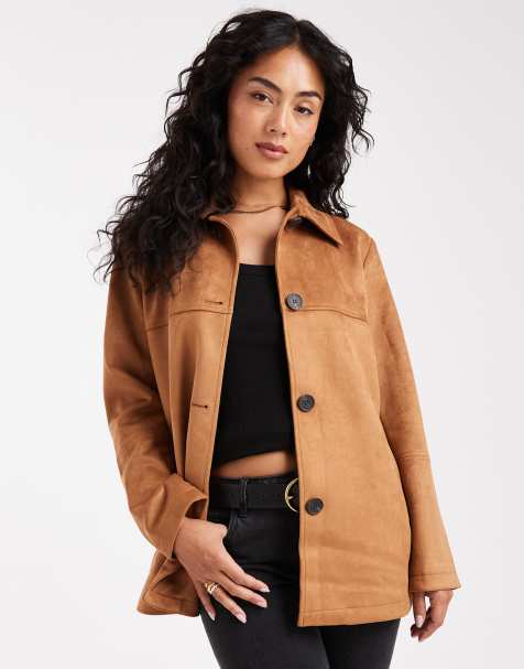 ONLY - Veste camionneur en imitation daim - Fauve - view 1