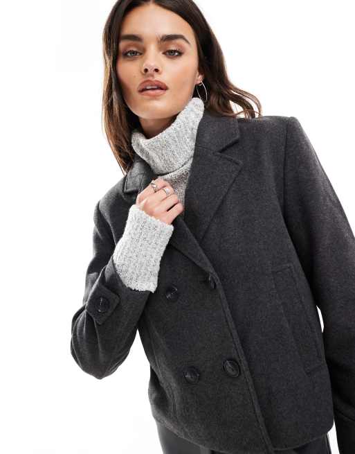 ONLY Veste courte aspect laine Gris foncé ASOS