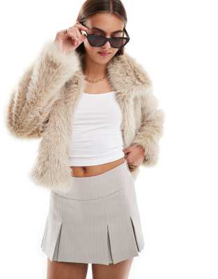 ONLY - Veste courte en fausse fourrure - Taupe-Neutral