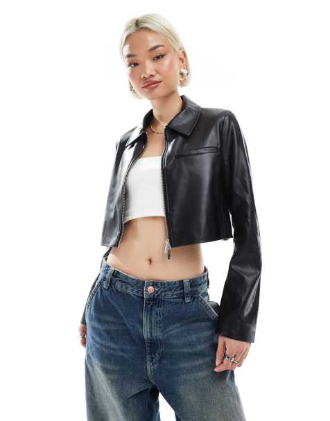 ONLY - Veste courte en similicuir - Noir - view 1