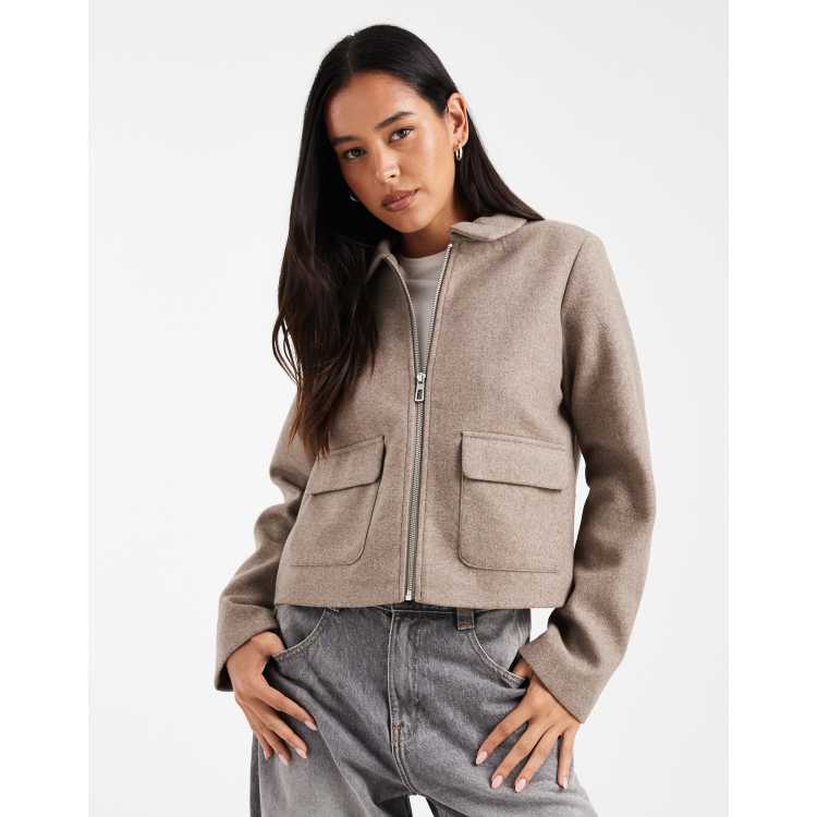 Veste Courte En Daim Taupe - Marque June - Taille L - Neuf Sans étiquette
