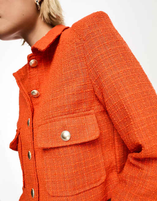 Veste En Lin Talbots Petites Taille 10 Orange - Occasion Très Bon état - Manche Bouton Manquant