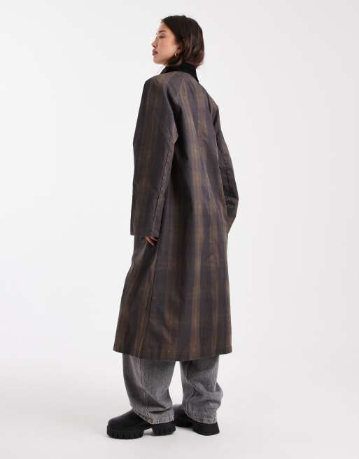 ONLY Veste longue style barn avec col en velours côtelé Marron