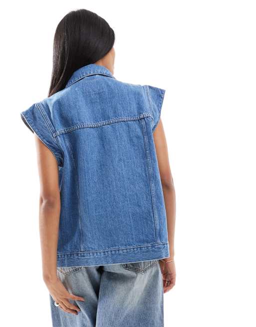 Sleeveless Denim Jacket Veste En Jean Sans Manche Oversize Veste - Main Image