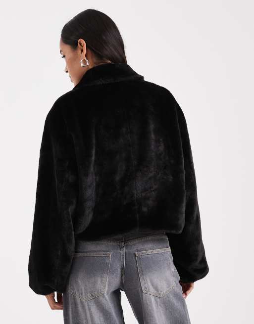 ONLY - Veste zippée en fausse fourrure - Noir, 3 de 4