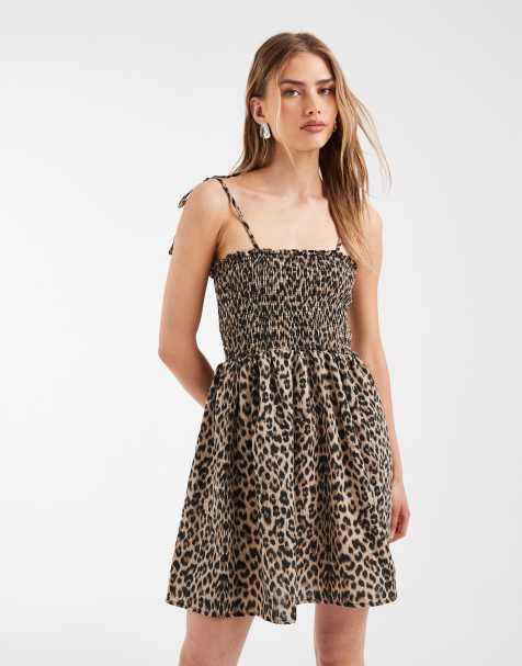 ONLY - Vestido corto con estampado animal y detalle fruncido - view 1