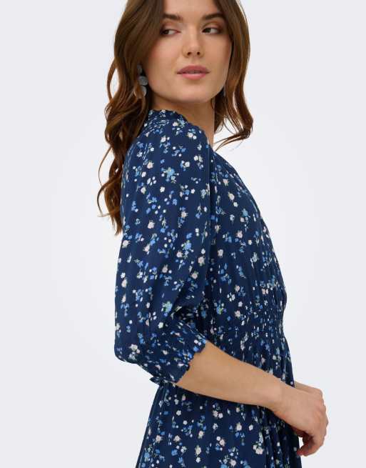 ONLY - Vestito blu scuro con stampa a fiori, 3 di 4