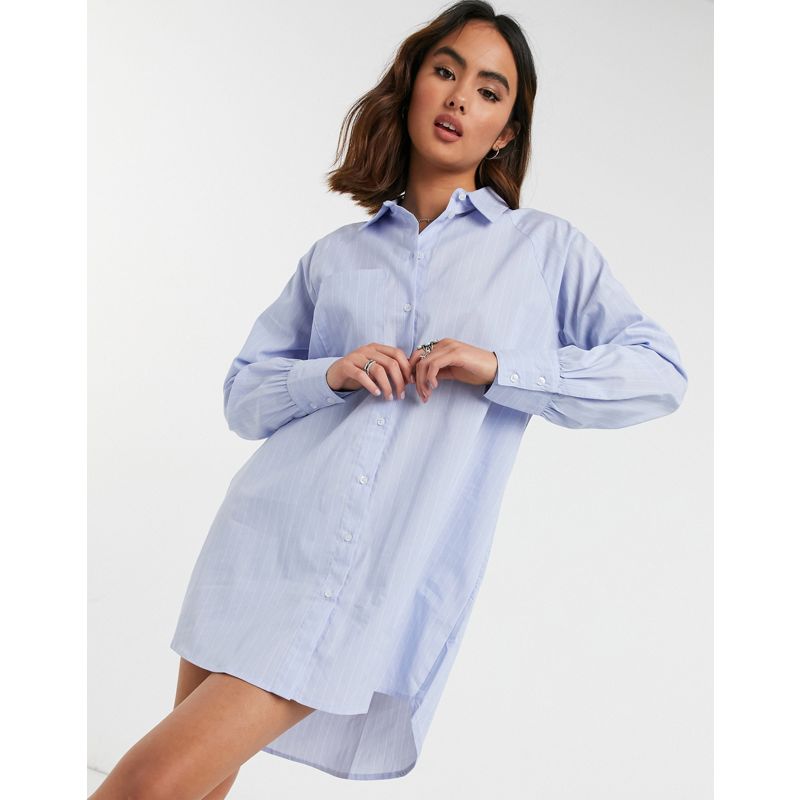 Donna ZZ0wv Only - Vestito camicia oversize blu rigato