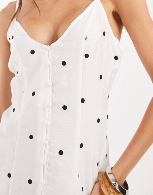 ONLY - Vestito corto con spalline sottili bianco a pois, 3 di 4