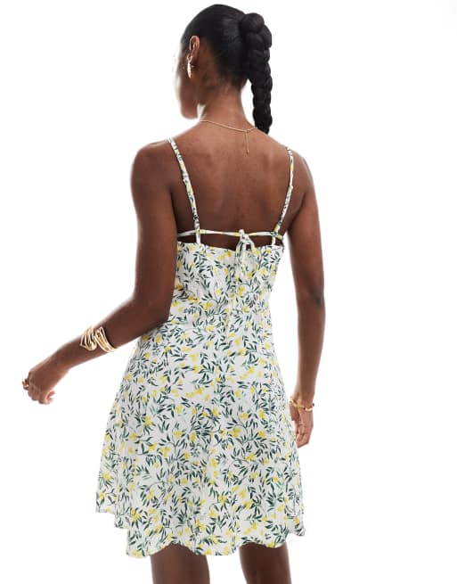 ONLY - Vestito corto con spalline sottili e stampa di limoni allacciato sul retro, 4 di 4