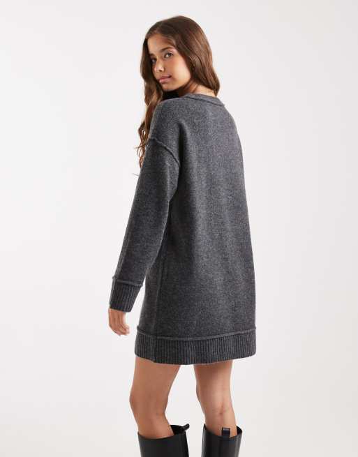 ONLY - Vestito corto in maglia grigio con spalle scivolate, 4 di 4
