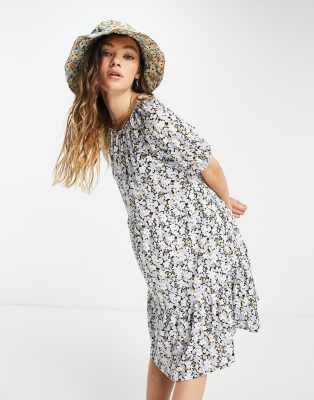Asos Donna Abbigliamento Vestiti Vestiti grembiule Vestito grembiule corto aperto dietro a fiori 