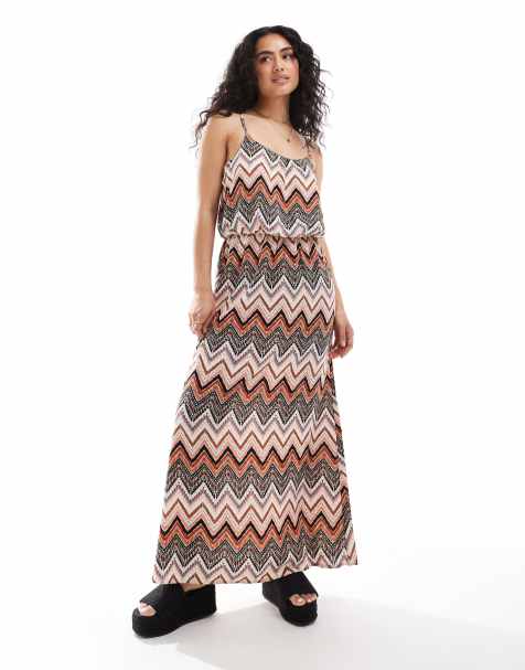 ONLY - Vestito lungo con spalline sottili arancione con stampa - view 1