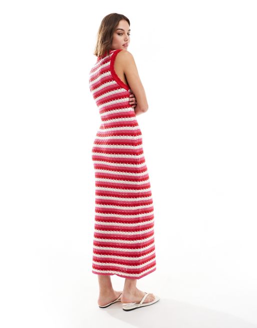 Vestito a righe bianco e rosso sales