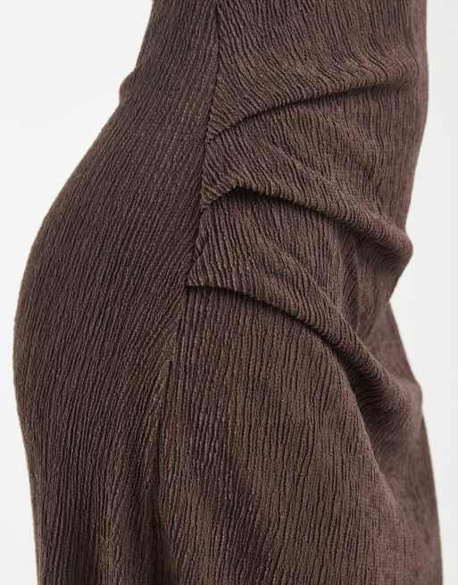 ONLY - Vestito lungo marrone cioccolato con dettaglio arricciato, 2 di 4
