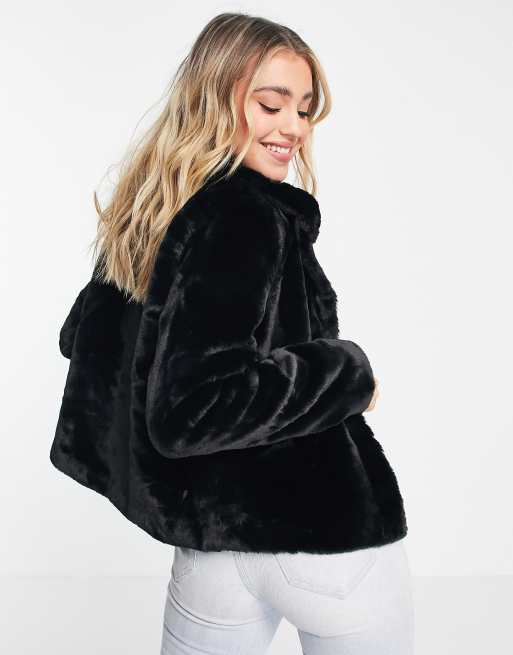 ongeluk Handschrift punch Only vida faux fur jacket in black | ASOS