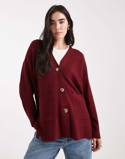 ONLY – Vinröd kofta i oversize - view 1