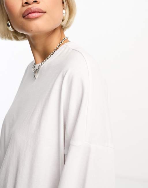 Only – Vit t-shirt i oversize med långa ärmar, 2 av 4