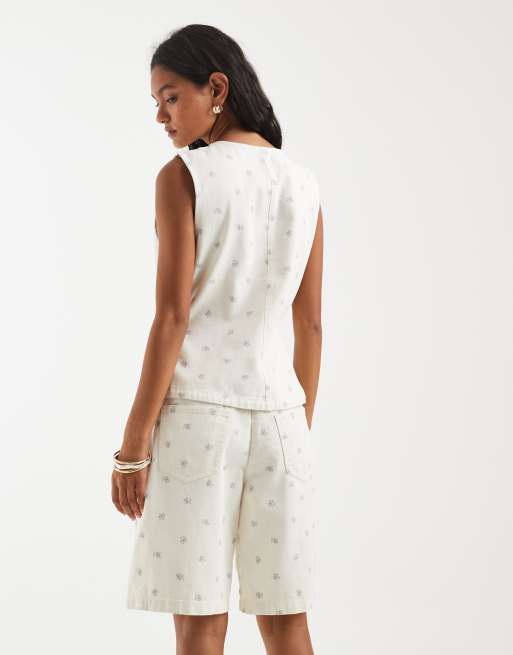 ONLY – Vita, blommiga bermudashorts, del av set, 5 av 5