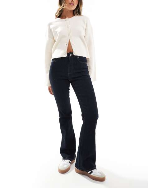 ONLY Wauw high waist flare jeans in dark blue   - MBLUE