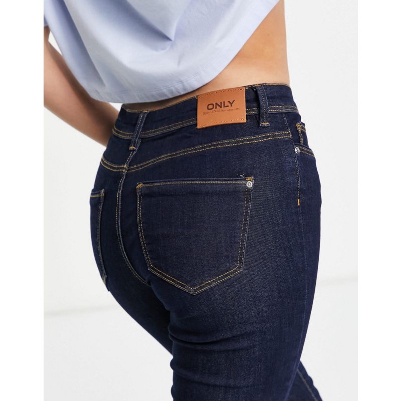 Only – Wauw – Enge Jeans mit mittelhohem Bund in Dunkelblau