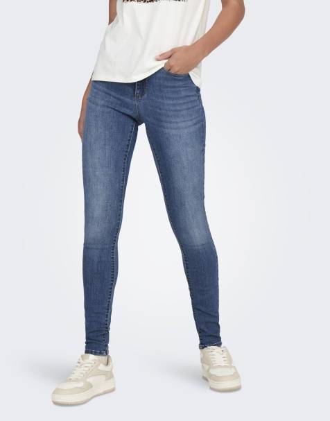ONLY Wauw jean skinny taille mi-haute en denim bleu - view 1