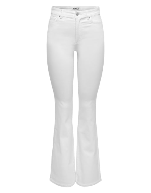 ONLY Wauw jeans med hög midja och utsvängda ben i vit denim, 6 av 7