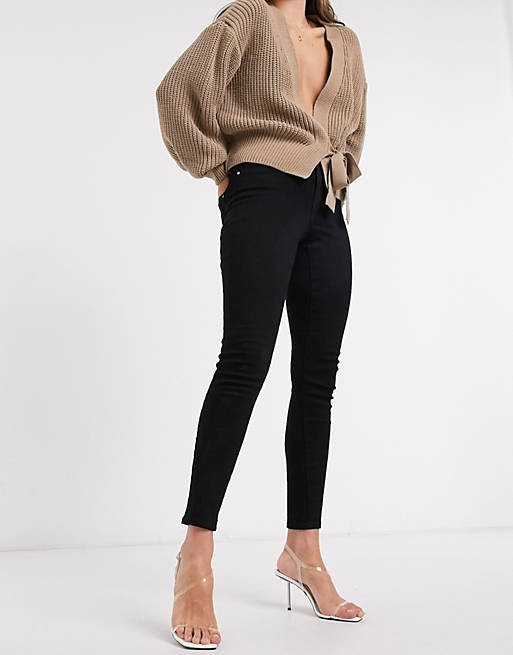 Only Wauw skinny jeans with mid waist in black