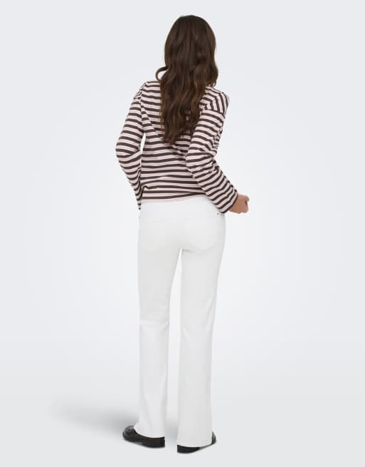 ONLY Wauw vaqueros acampanados de cintura alta en denim blanco, 2 de 7