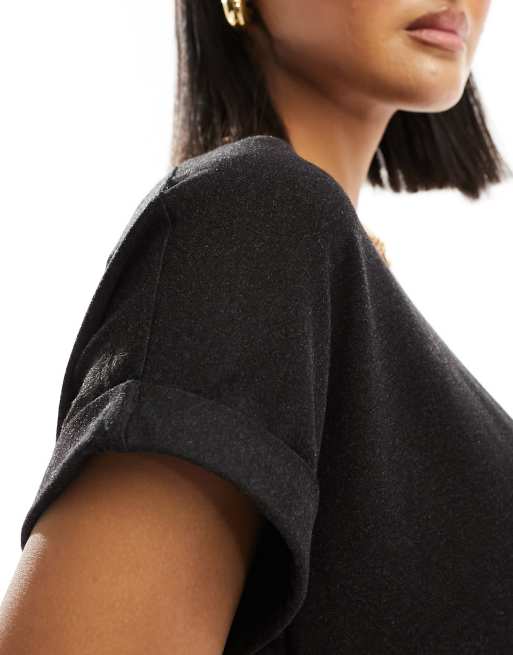 ONLY – Weiches T-Shirt in meliertem Anthrazit mit Rundhalsausschnitt , 3 von 4