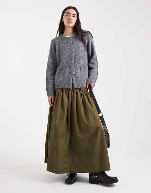 ONLY – Weite Strickjacke in Dunkelgrau mit Tasche, 3 von 4