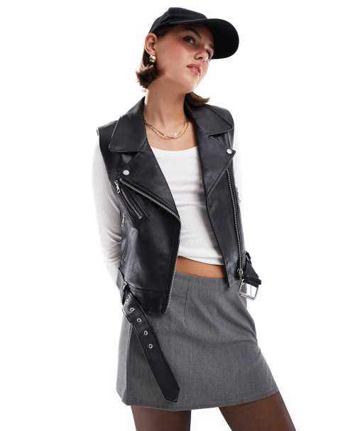 ONLY – Weste aus Kunstleder in Schwarz - view 1