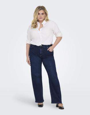 ONLY - Wide-Fit-Jeans aus dunkelblauem Denim