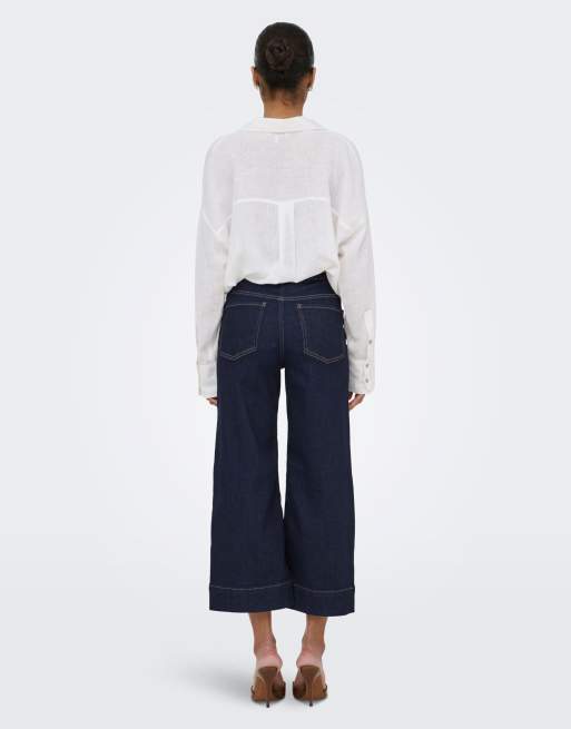 ONLY – Wide-Fit-Jeans aus dunkelblauem Denim, 4 von 7