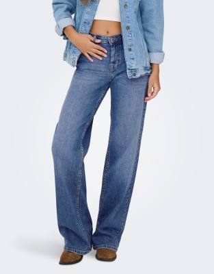 ONLY Wide Fit - Jeans aus mittelblauem Denim