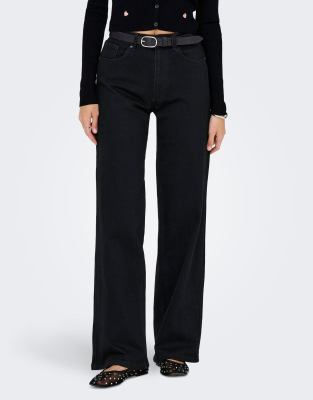 ONLY Wide Fit - Jeans aus schwarzem Denim