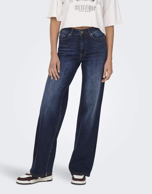 ONLY wide-fit jeans in dark blue denim, 2 of 5