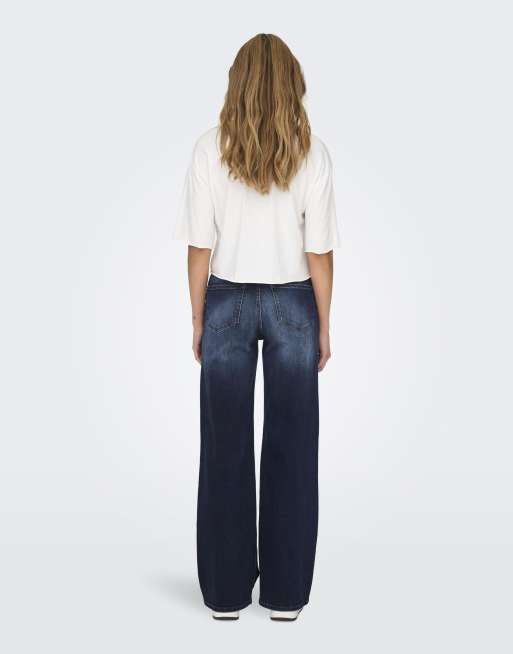 ONLY wide-fit jeans in dark blue denim, 4 of 5