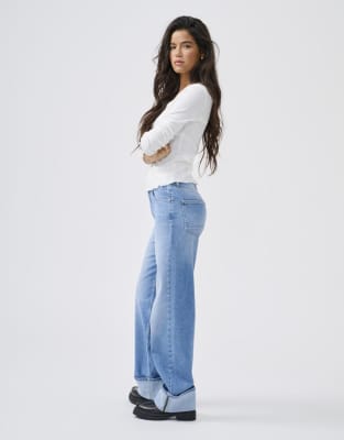 ONLY - Wide-Fit-Jeans in Hellblau