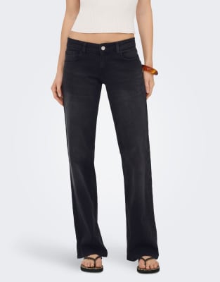 Wide Fit - Jeans in verwaschenem Schwarz Schwarz W27 L30