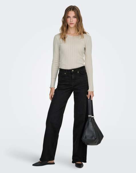 ONLY Wide-fit jeans in washed black - view 1