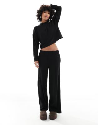 ONLY wide fit pull on pants in black - part of a set | ASOS